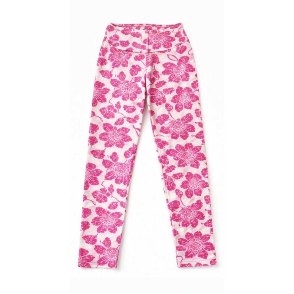Lularoe One Size OS Pink Floral Leggings Buttery Soft Stretch Women’s